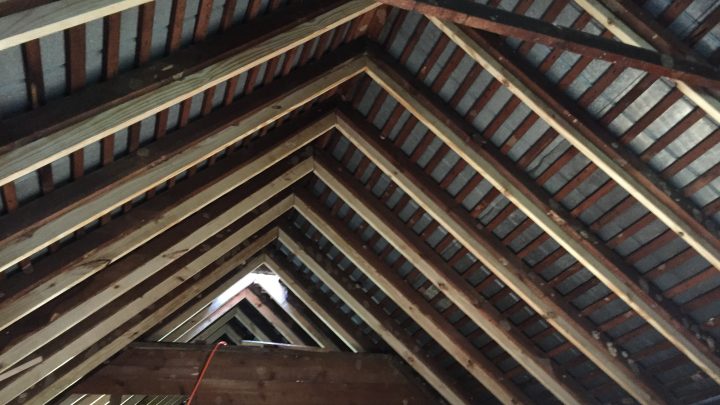 Cabin ceiling during construction